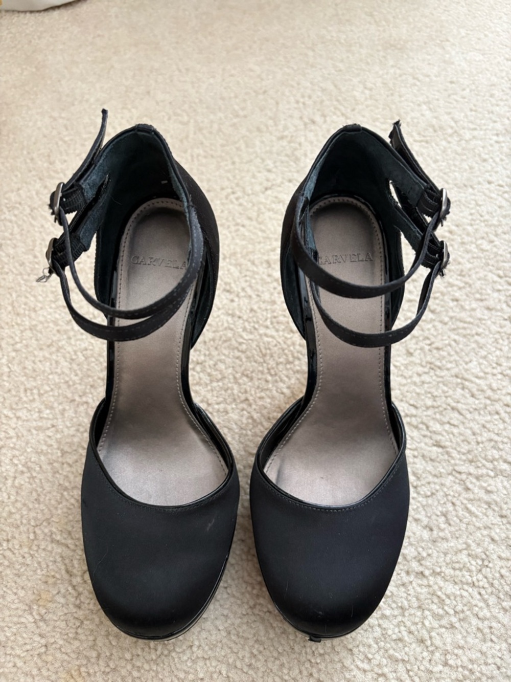 Black Double-Ankle Strap Women's Heels